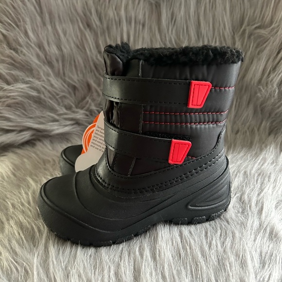 Wonder Nation Snow Boots Shoes Boy‎ Size 10 Black Slip On Lined Winter - Picture 1 of 6